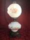 Fenton Lamp Gone With The Wind Gwtw Milk Glass Lamp Roses, Hand Painted Flowers