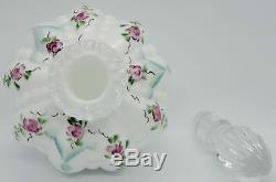 FENTON LIMITED EDITION WHITE MILK GLASS PERFUME and POWER SET WITH GLASS TRAY