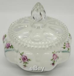 FENTON LIMITED EDITION WHITE MILK GLASS PERFUME and POWER SET WITH GLASS TRAY