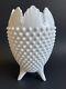 Fenton Milk Art Glass 3 Toed Hobnail Vase 8,5h Egg Shape Rare