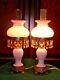 Fenton Old Peach Blow Milk Glass Hobnail Student Lamp Gwtw Style (1-2)