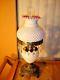 Fenton Old Peach Blow Milk Glass Hobnail Student Lamp Gwtw Style, Label