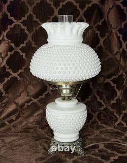 FENTON Vintage Hurricane Lamp, White Milk Glass (Free Shipping)