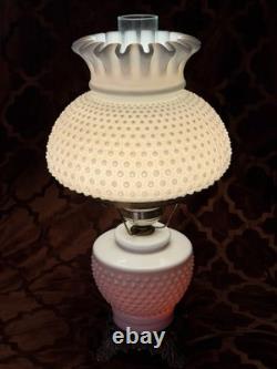 FENTON Vintage Hurricane Lamp, White Milk Glass (Free Shipping)