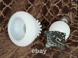 FENTON Vintage Hurricane Lamp, White Milk Glass (Free Shipping)