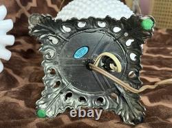 FENTON Vintage Hurricane Lamp, White Milk Glass (Free Shipping)