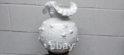 FENTON WHITE MILK GLASS CABBAGE Raised ROSE GWTW LAMP Gone With The Wind Lamp