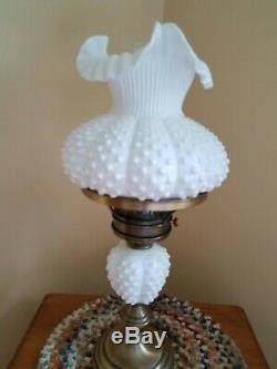 FENTON White Milk Glass Lamp