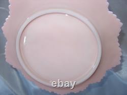 FENTON11.5CAKE PLATEMINT+PERFVINTAGE50sPASTEL PINK MILK GLASSLEAFHANDLED