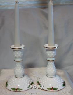 FENTONHND PAINTHOLLY6PRCANDLE STICKSMILK GLASSHOBNAILMINTSRCc1974 ONLY