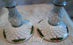 FENTONHND PAINTHOLLY6PRCANDLE STICKSMILK GLASSHOBNAILMINTSRCc1974 ONLY