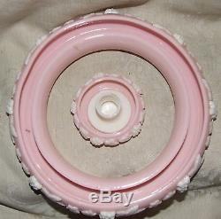 FLOWER FLOAT CIRCLE RING Candle Pink Milk Glass White Applied Raised Grapevine