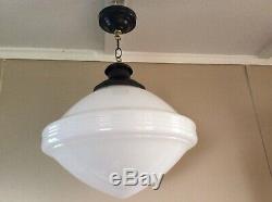 FOR ANNA. 5 Antique Large MilkGlass Pendant School Lights Art Deco 1920s