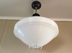 FOR ANNA. 5 Antique Large MilkGlass Pendant School Lights Art Deco 1920s