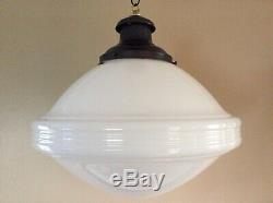 FOR ANNA. 5 Antique Large MilkGlass Pendant School Lights Art Deco 1920s