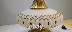 Falkenstein Ribbed White Gold Glass Lamp Hollywood Regency Ruffled Milk Glass