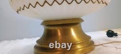 Falkenstein Ribbed White Gold Glass Lamp Hollywood Regency Ruffled Milk Glass
