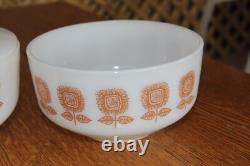 Federal Glass Co Sunflower Print on White Milk Glass Serving/Mixing Bowl, USA