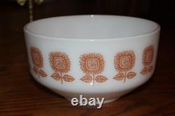 Federal Glass Co Sunflower Print on White Milk Glass Serving/Mixing Bowl, USA