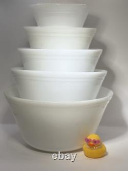 Federal Glass Nesting Mixing Bowl Set White Milk Glass Set of 5 9876 5