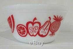 Federal Glass RED Sliced Fruit Onion Mixing Bowl RARE 8 Pyrex Milk Glass