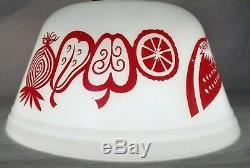 Federal Glass RED Sliced Fruit Onion Mixing Bowl RARE 8 Pyrex Milk Glass