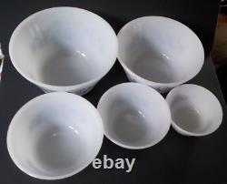 Federal Milk Glass Blue Bucks County Mixing Baking Bowls Vintage MINT BOXED SET