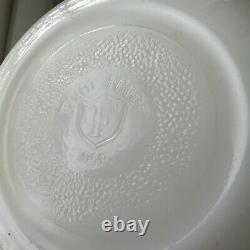 Federal Milk Glass Nesting Mixing Bowls 60's Teal Scandinavian Pattern Set Of 4