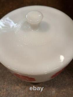 Federal Milk Glass Red Daisy Milk Glass Bowl 6 5/8