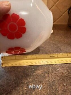 Federal Milk Glass Red Daisy Milk Glass Bowl 6 5/8