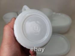 Federal Set of 8 White Milk Glass Cups & Sandwich Plates USA MINT HTF