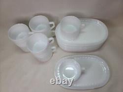 Federal Set of 8 White Milk Glass Cups & Sandwich Plates USA MINT HTF