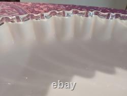 Fenton 13.5 Mid-Century Modern Chip Bowl Set. Crimped Edge Milk Glass. Vintage