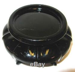 Fenton 1930s Milk Glass Nymph, Block, Cupped Lotus Bowl, Black Spider Stand