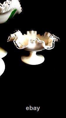 Fenton 1950's Silver Crest Milk Glass Five piece Set Bowl, Bell, Compote Footed