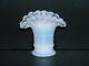 Fenton #37 Mini Miniature Opaque White Milk Glass Crystal Crest Fan Vase Htf