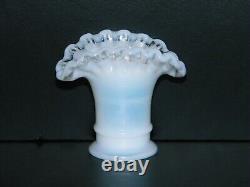 Fenton #37 Mini Miniature Opaque White Milk Glass Crystal Crest Fan Vase HTF