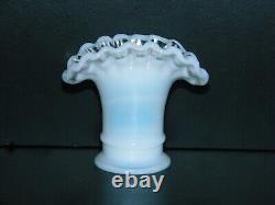 Fenton #37 Mini Miniature Opaque White Milk Glass Crystal Crest Fan Vase HTF