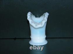 Fenton #37 Mini Miniature Opaque White Milk Glass Crystal Crest Fan Vase HTF