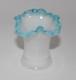 Fenton #37 Mini Miniature Vase White Milk Glass Square Corner Aqua Crest Crimp