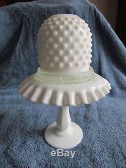 Fenton #3804 Hobnail Milk Glass 3 Piece Pedestalled Fairy Lamp