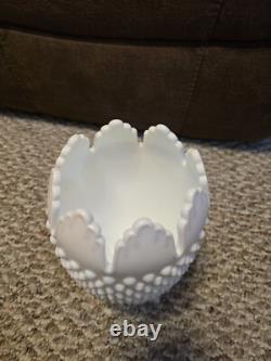 Fenton 8 1/2 White Hobnail Milk Glass 3 Toed Vase Very Rare
