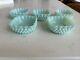 Fenton Aqua Hobnail Milk Glass Ruffle Edge Berry Bowls-rare Color- Set Of 5