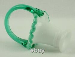 Fenton Art Glass Milk Glass with Green Crest #37 Mini Miniature Basket NFGS