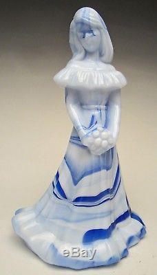 Fenton Bridesmaid Doll Almost Heaven Cobalt Blue and Milk Glass Slag made 1989