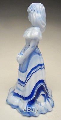 Fenton Bridesmaid Doll Almost Heaven Cobalt Blue and Milk Glass Slag made 1989