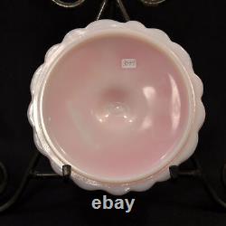 Fenton Candy Bowl withLid Pedestal Compote Rosalene Waterlily Pink Milk Glass 1976