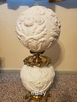 Fenton Double Globe Gone With The Wind Lamp Milk Glass