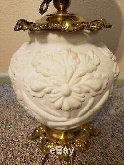 Fenton Double Globe Gone With The Wind Lamp Milk Glass