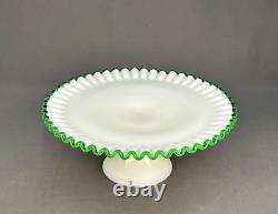 Fenton EMERALD CREST Green Milk Glass 12 1/2 Pedestal Cake Stand c. 1950's MINT